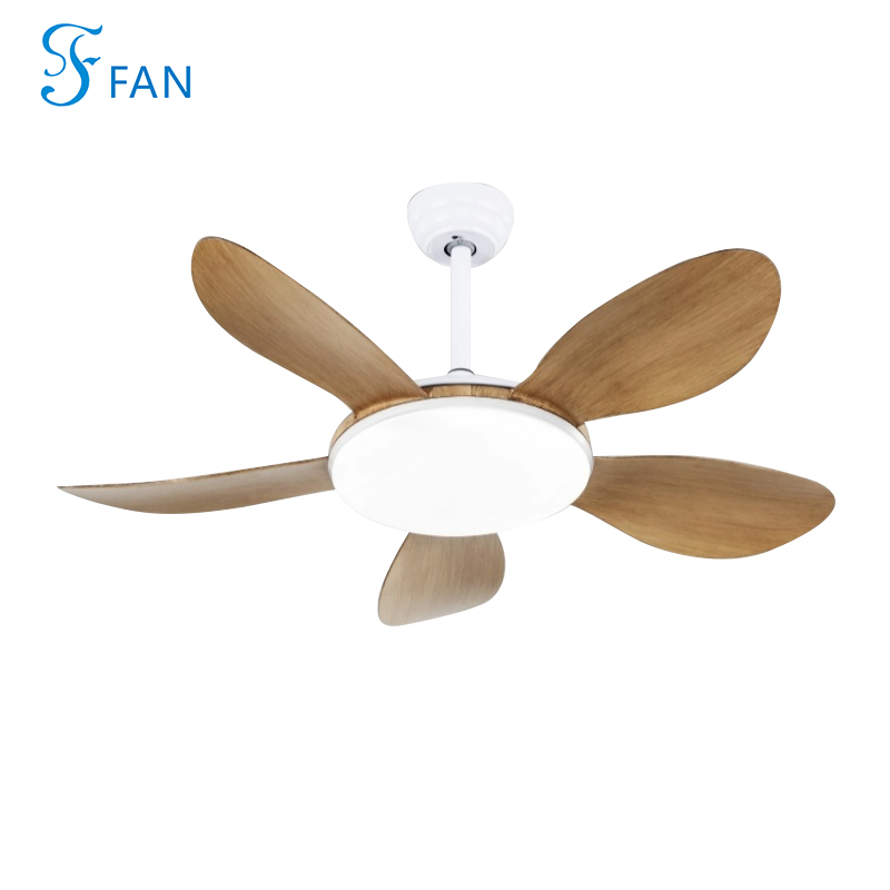 Wood Grain 5-Blade Ceiling Fan with 3-Color LED Light, Dimmable & Soft Light for Bedroom/Living Room