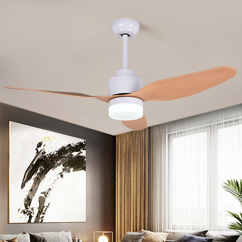52 Inch 3-Blade Wood Ceiling Fan with Light, Remote Control, Quiet DC Motor, 3-Color Dimmable LED Light, Modern Nordic Ceiling Fan for Bedroom Living Room