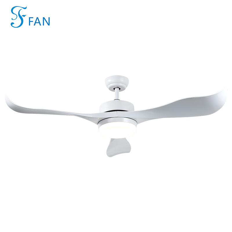Minimalist White Curved Ceiling Fan with Light, Silent Operation, Dimmable LED, Stylish Ceiling Fan Light for Bedroom, Living Room, Dining Room
