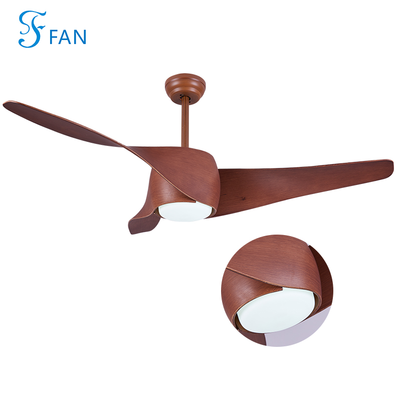 42/52 Inch 3-Blade Walnut Wood Ceiling Fan with LED Light, DC Reversible Motor, 6-Speed Control, Energy-Saving Ceiling Fan Lamp for Home Hotel