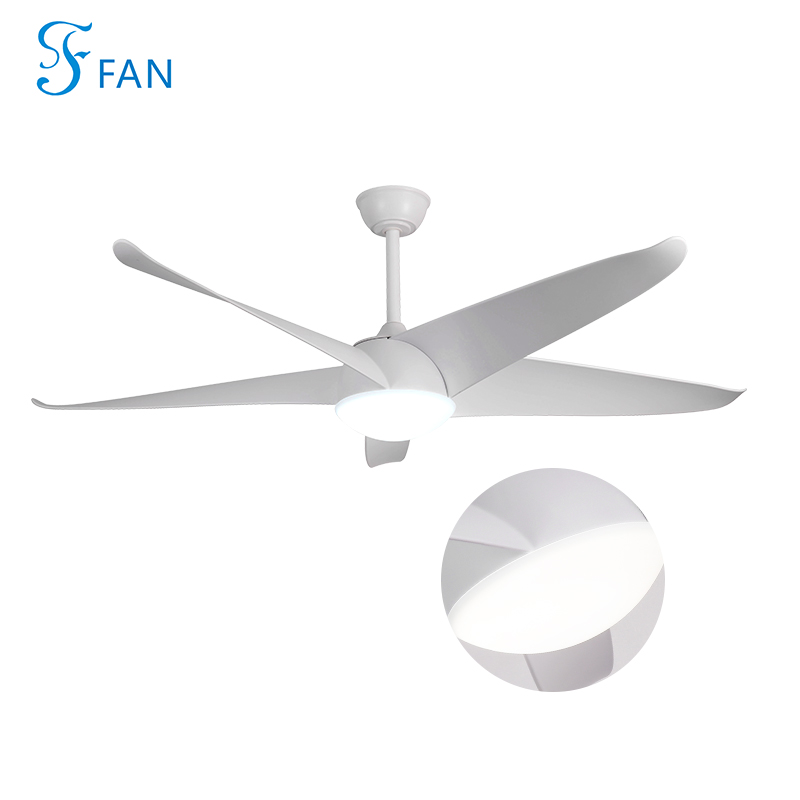 5-Blade White Ceiling Fan with LED Light, 52" Modern Minimalist Design