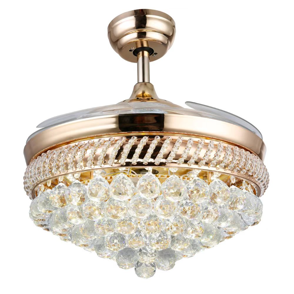 Golden hidden blade ceiling fan light