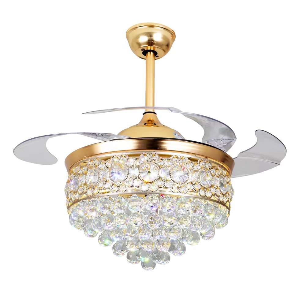 LED crytal ceiling fan light with hidden blade 4pcs