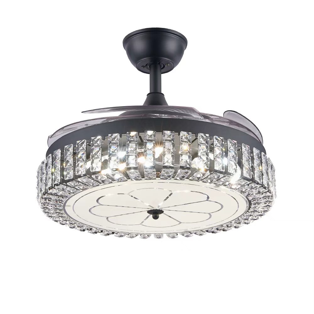 Crystal ceiling fan with led light