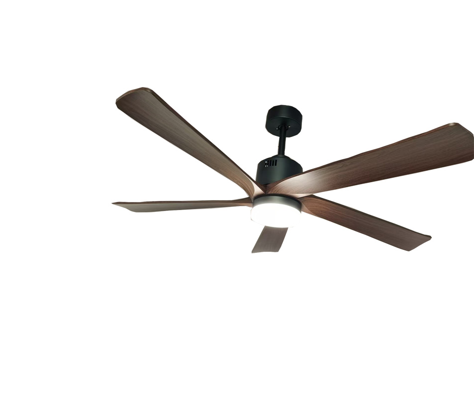 52"Matt black wood finishing body fan light with remote control
