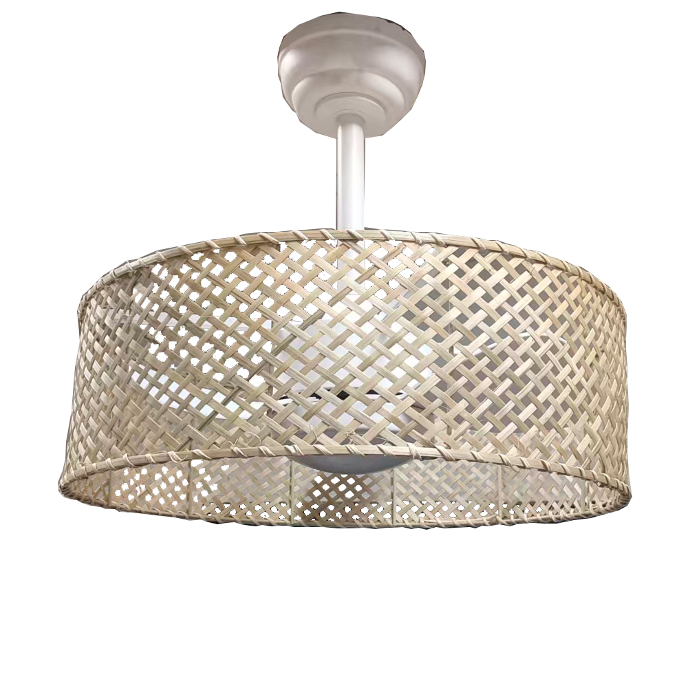 Natural meterial lampshade fan light