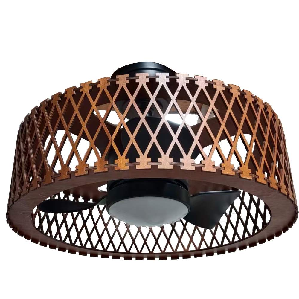 Wood caged fan light