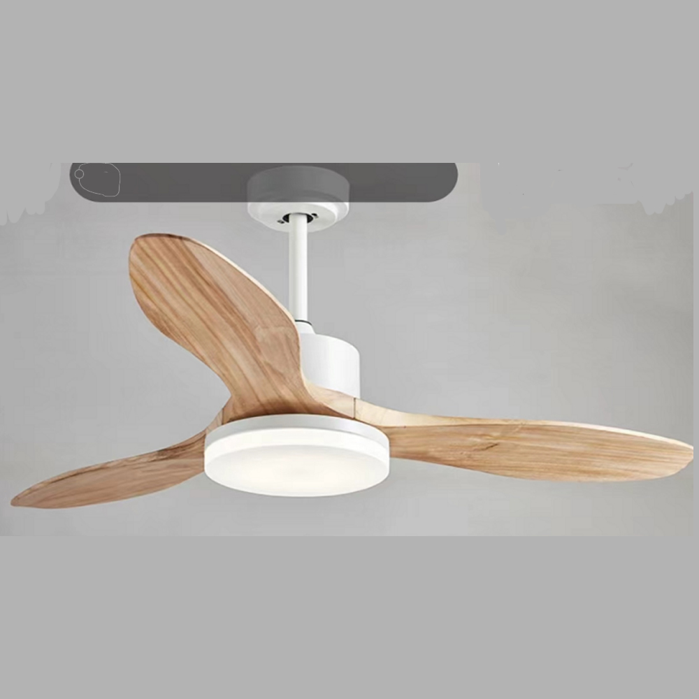 Smart 52inch Wood LED Ceiling Fan with light, Remote Contal, Dimmable&Reversible Blades, Low Profile Ceiling Fan Light for Bedroom Living Room